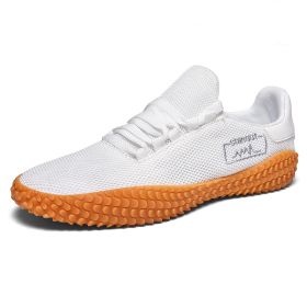 Spring and Summer Flying Woven Casual Shoes Large Men's Shoes Beathable Korean Forrest Gump Sneakers (Option: White-36)