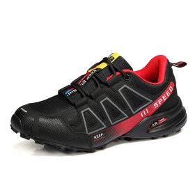 Summer Hiking Shoes Outdoor Shoes Men's Super Lightweight Breathable Shock Absorption Off-road Trekking Shoes (Option: Black And Red-39)