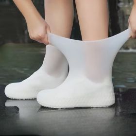 3 Pairs One Size Thickened Latex Silicone Shoe Covers, Waterproof Rain Overshoes, Non-Slip Wear Resistant Outdoor Reusable Foot Covers (Option: White-One size)